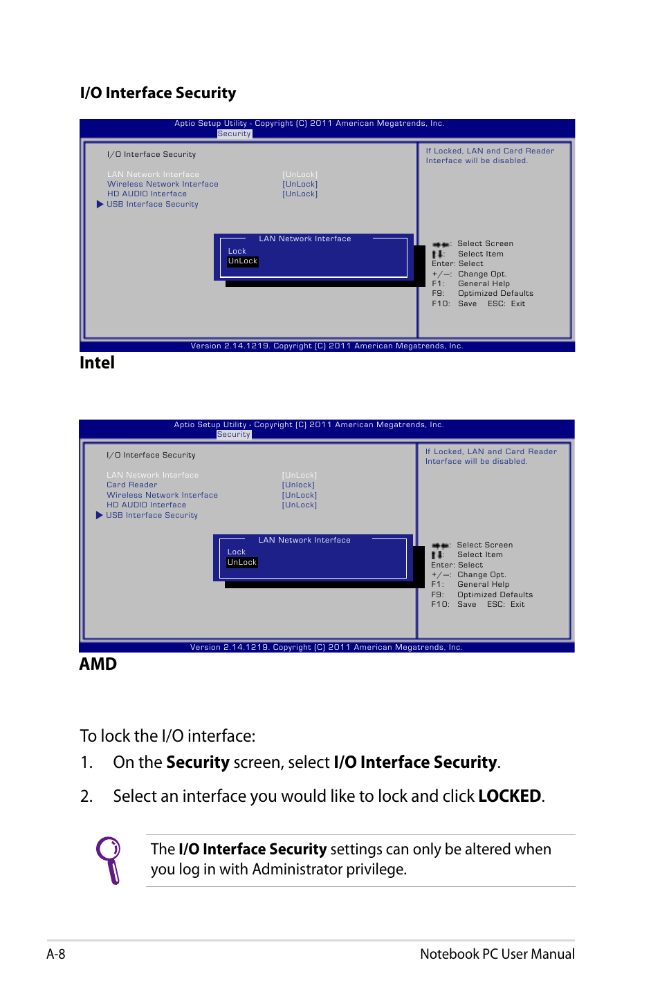 Intel, I/o interface security | Asus X501A User Manual | Page 80 / 122