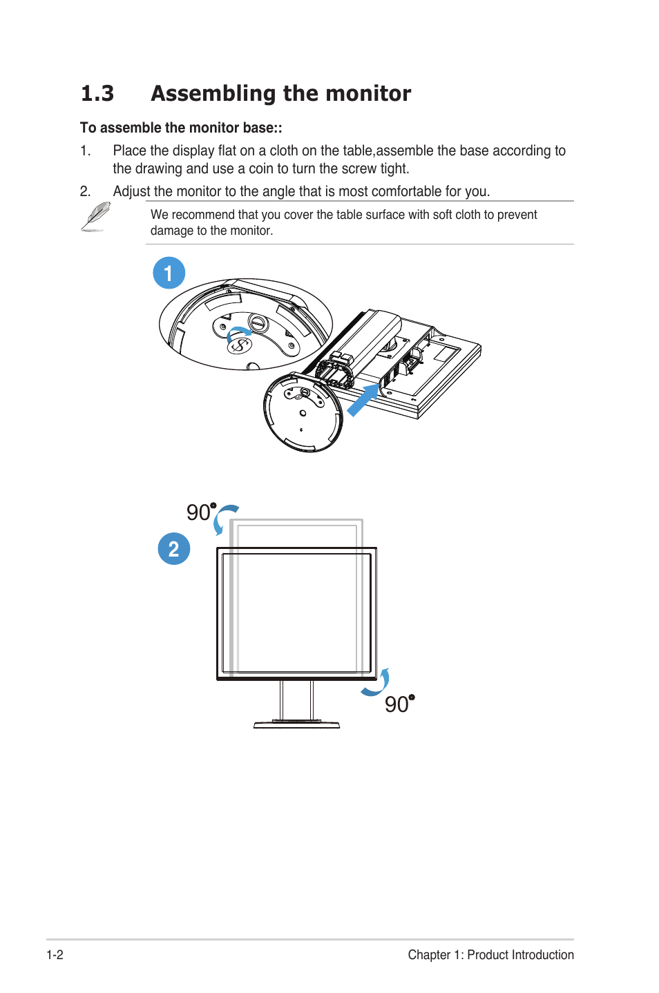 3 assembling the monitor | Asus VB178TL User Manual | Page 8 / 19