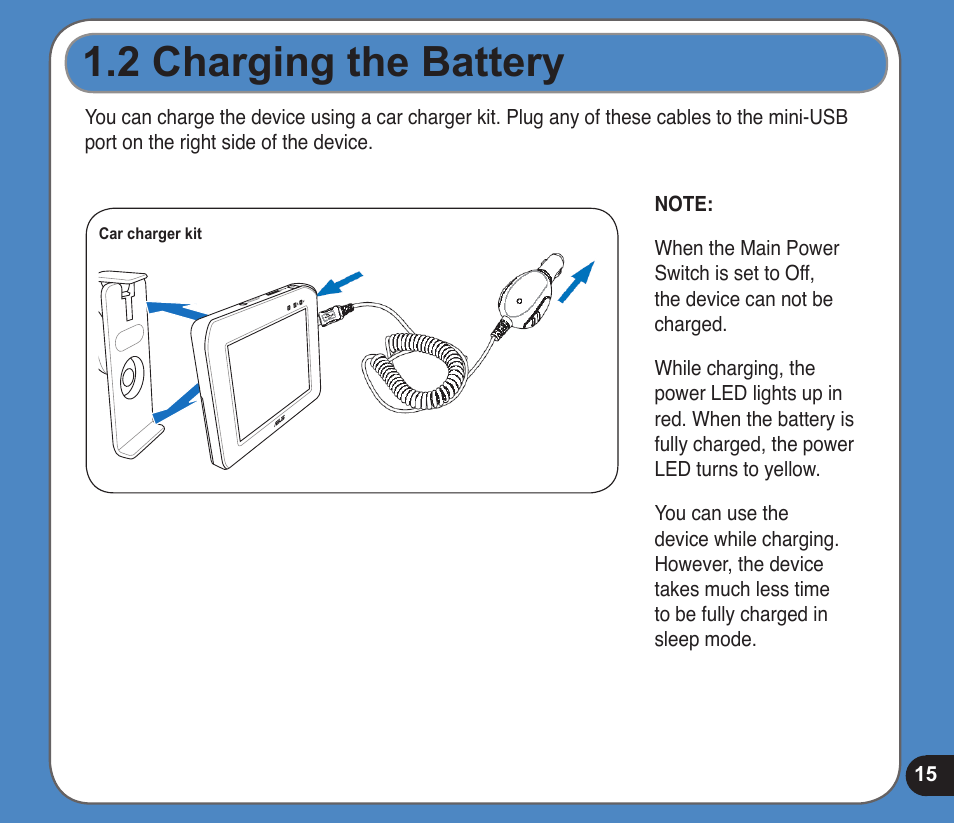  charging the battery | Asus R300 User Manual | Page 15 / 89