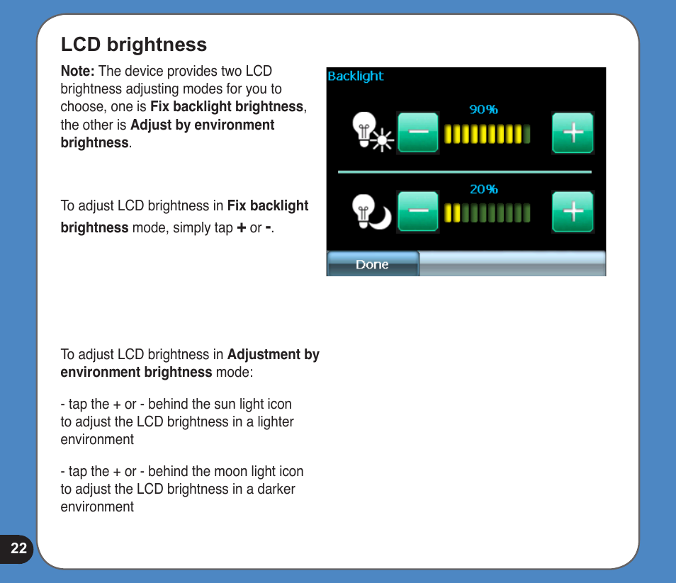 Lcd brightness | Asus R300 User Manual | Page 22 / 89