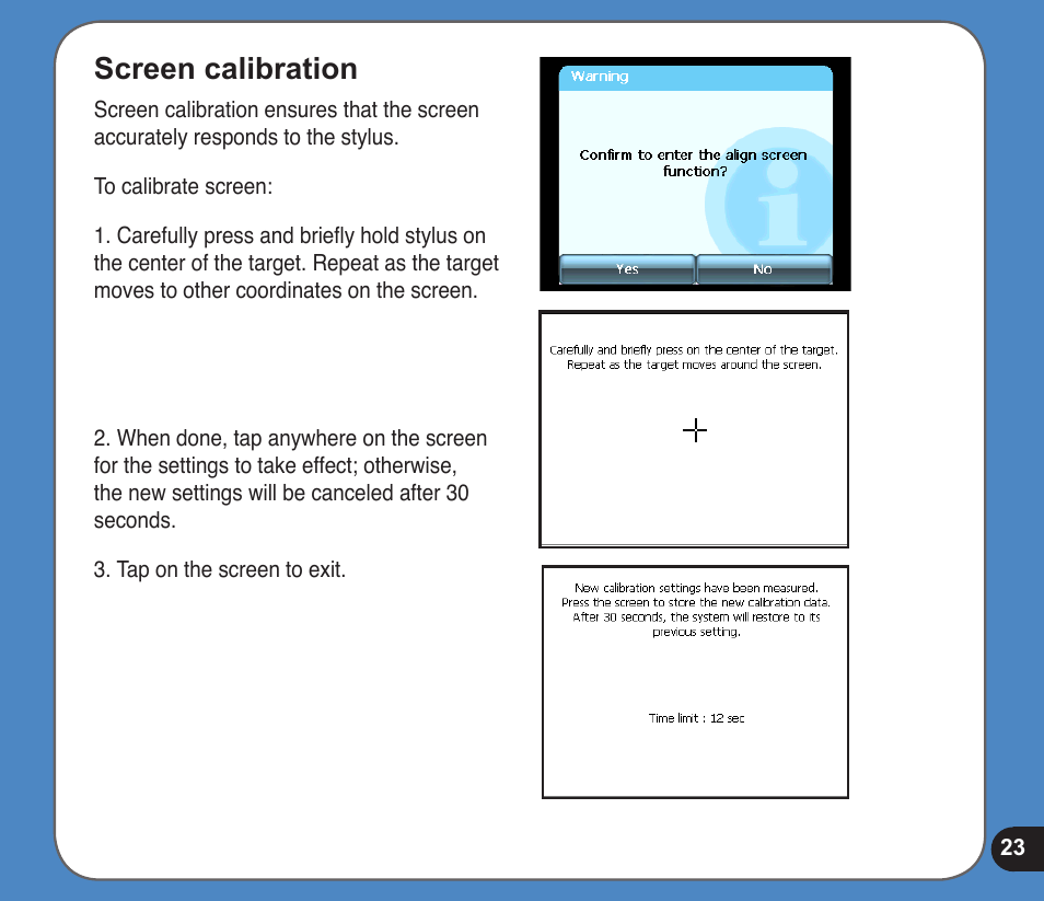 Screen calibration | Asus R300 User Manual | Page 23 / 89