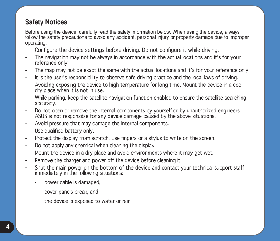 Safety notices | Asus R300 User Manual | Page 4 / 89