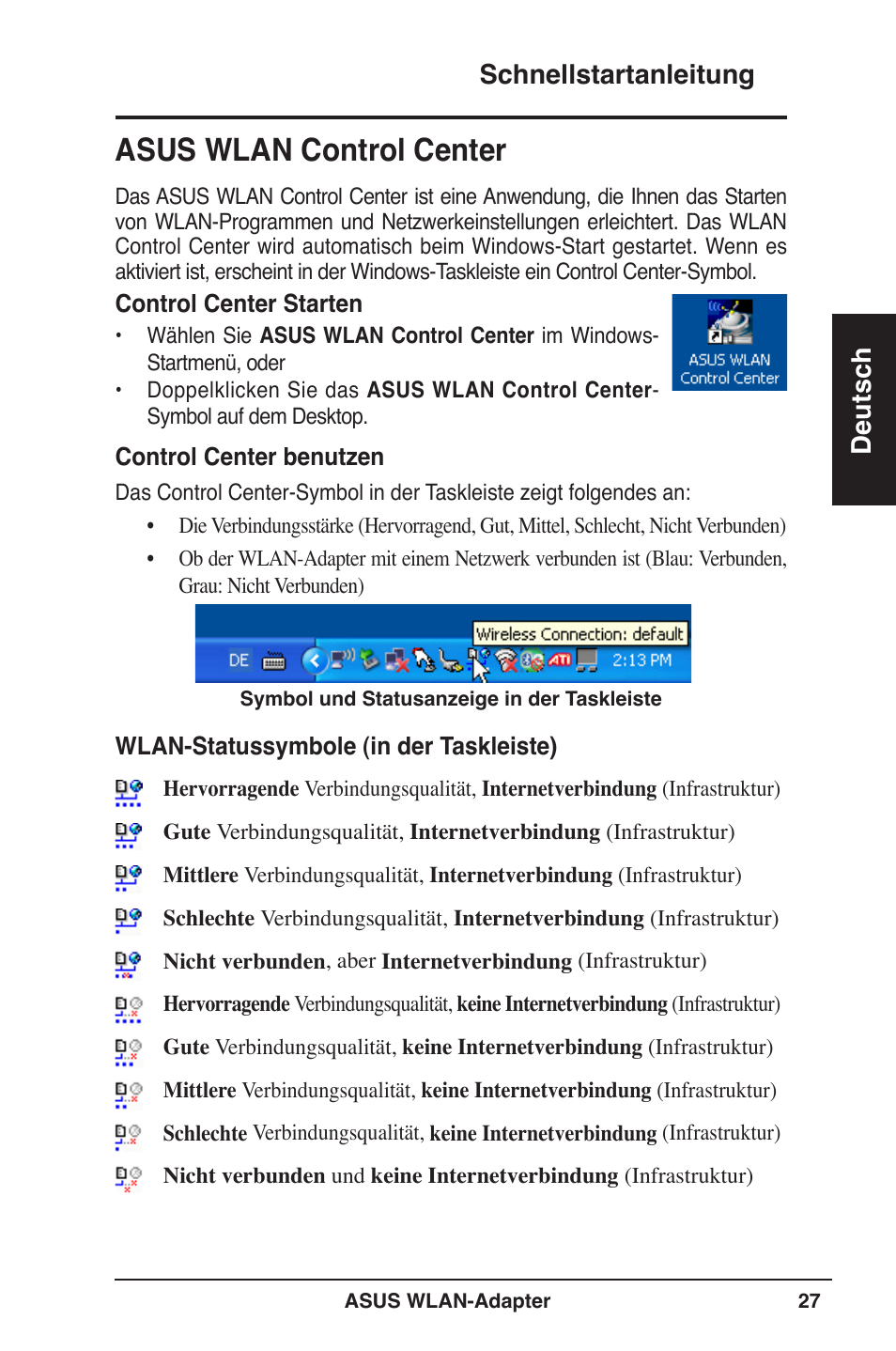 Asus wlan control center | Asus WL-160W User Manual | Page 28 / 127