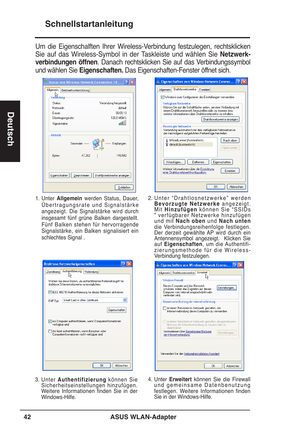 Schnellstartanleitung deutsch | Asus WL-160W User Manual | Page 43 / 127