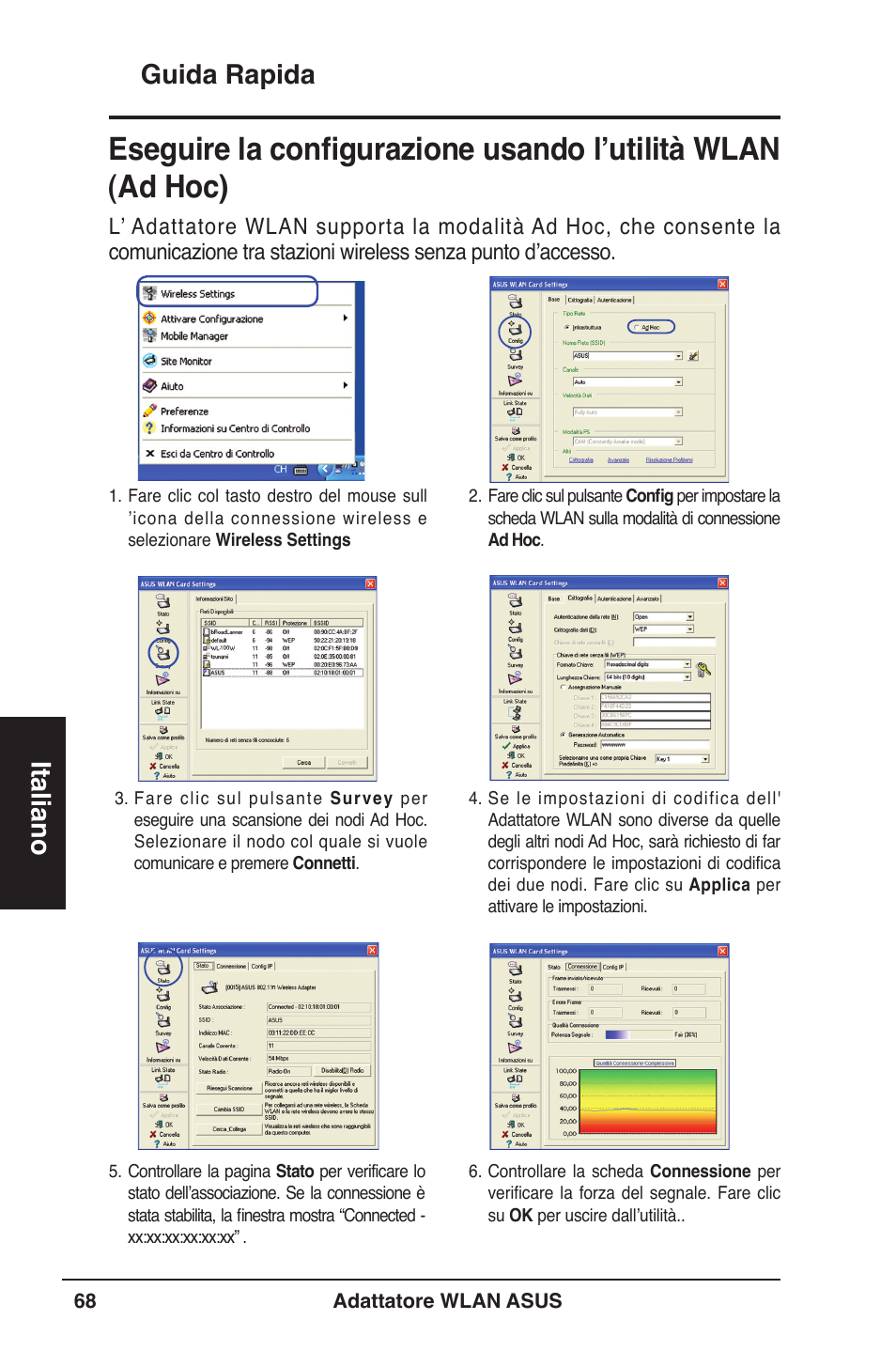 Guida rapida italiano | Asus WL-160W User Manual | Page 69 / 127