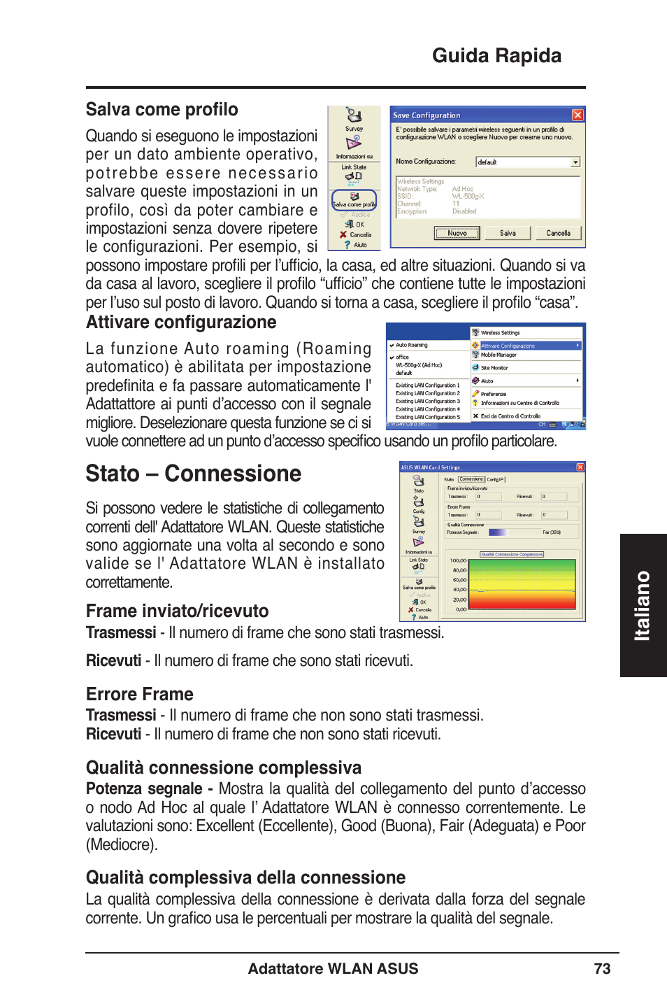 Stato – connessione | Asus WL-160W User Manual | Page 74 / 127