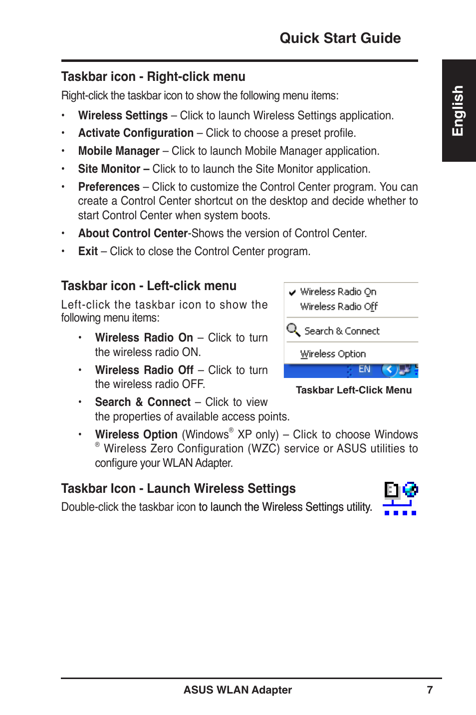 Quick start guide english | Asus WL-160W User Manual | Page 8 / 127