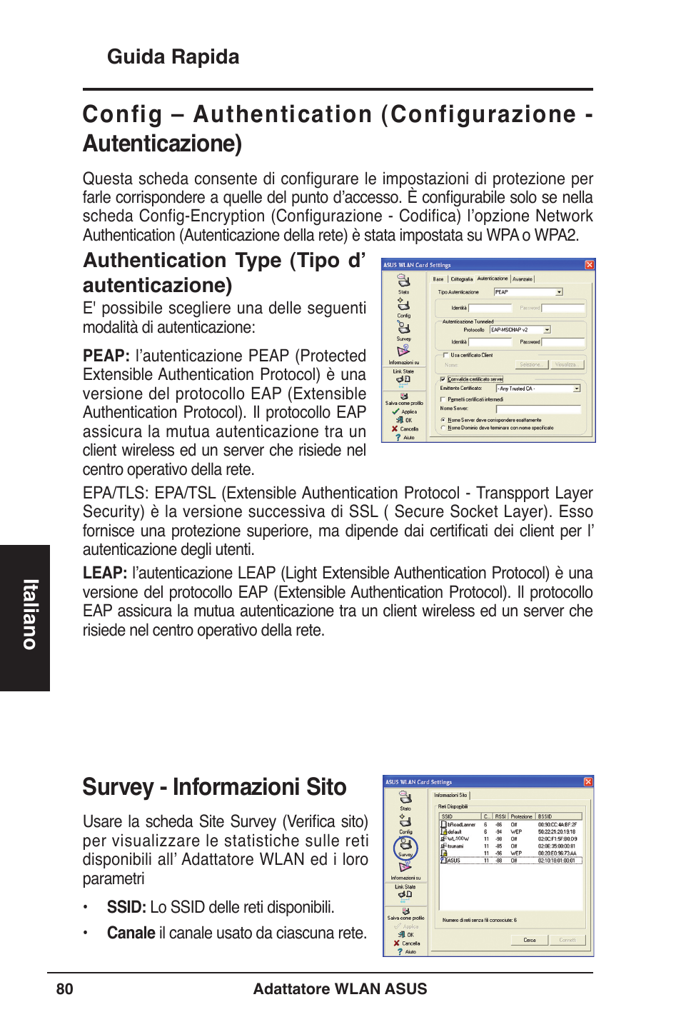 Survey - informazioni sito | Asus WL-160W User Manual | Page 81 / 127