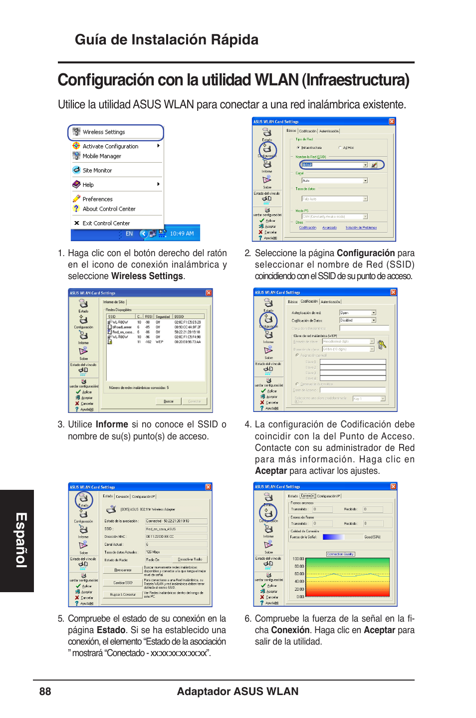 Guía de instalación rápida español | Asus WL-160W User Manual | Page 89 / 127