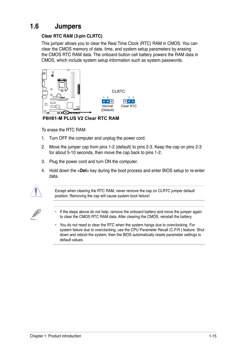 6 jumpers | Asus P8H61-M PLUS V2 User Manual | Page 25 / 60