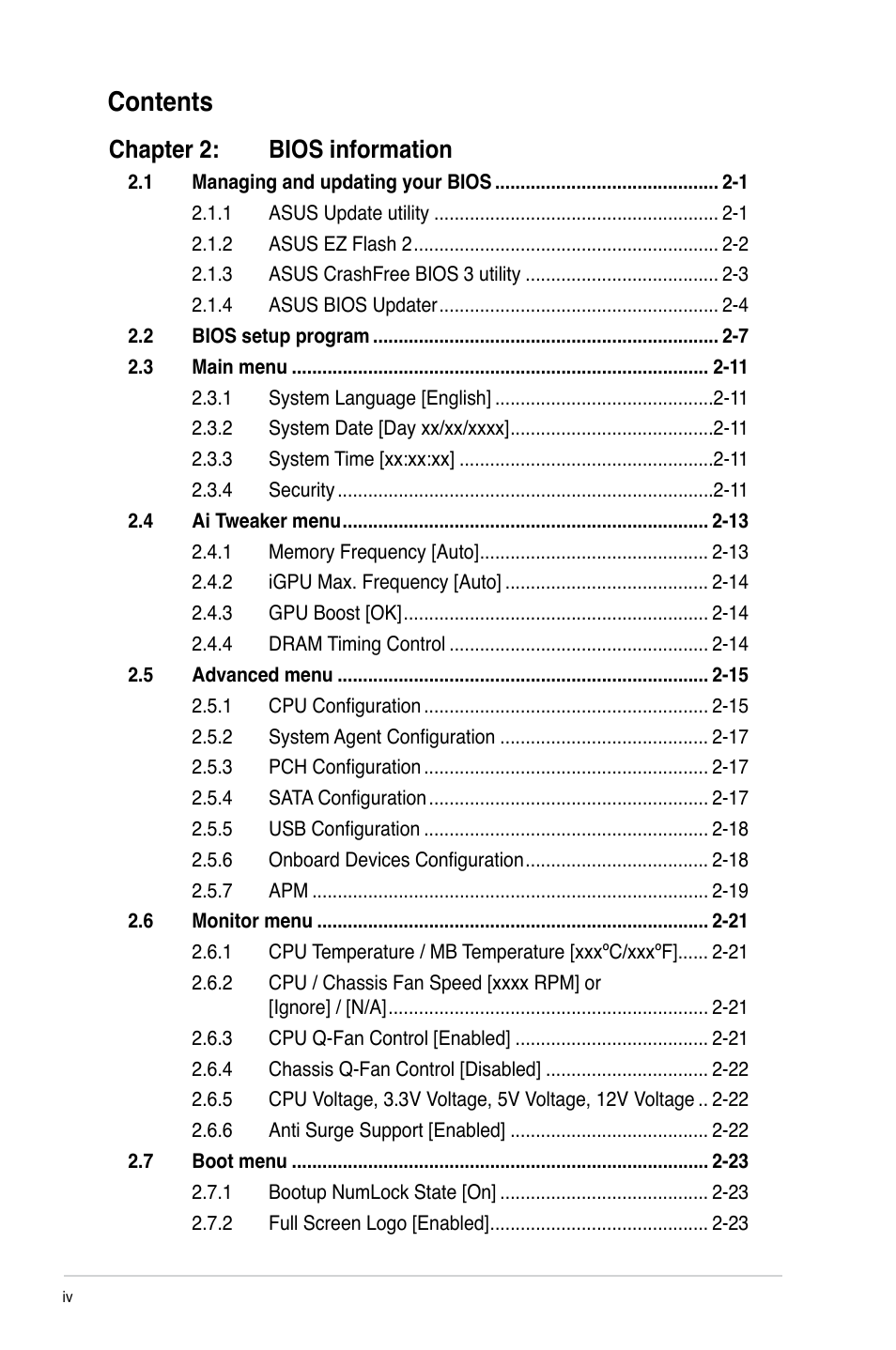 Asus P8H61-M PLUS V2 User Manual | Page 4 / 60