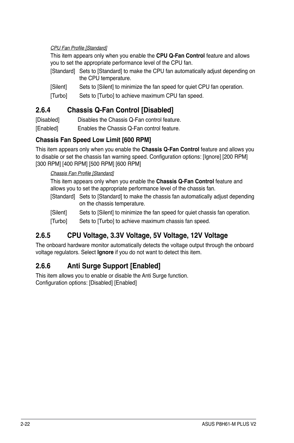 4 chassis q-fan control [disabled, 6 anti surge support [enabled | Asus P8H61-M PLUS V2 User Manual | Page 54 / 60