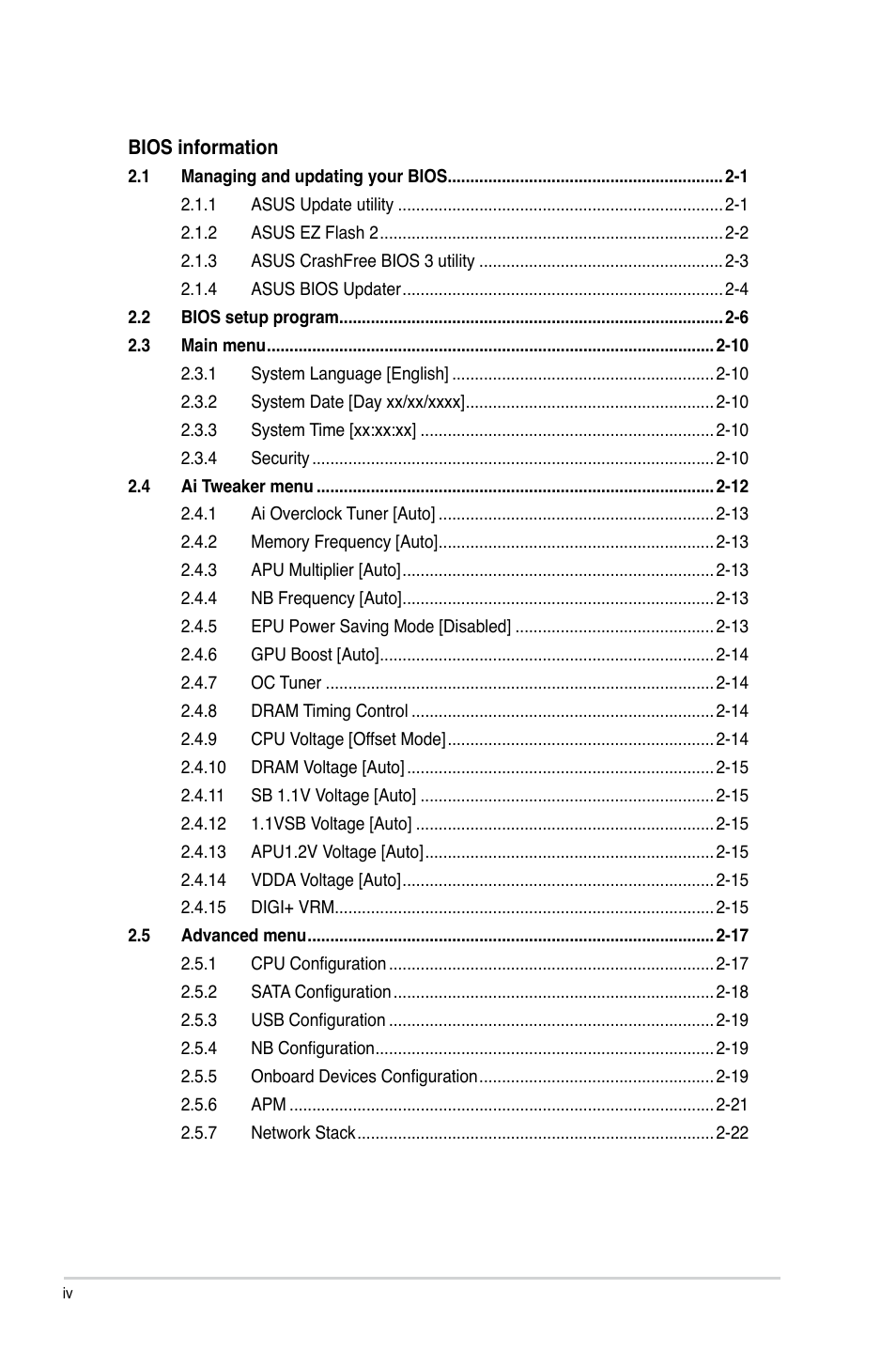 Asus F2A55-M LK PLUS User Manual | Page 4 / 78