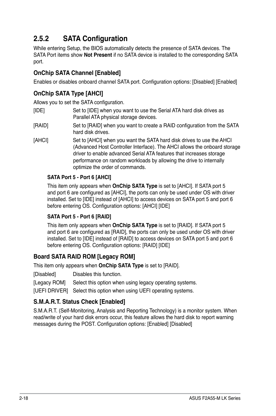 2 sata configuration, Sata configuration -18 | Asus F2A55-M LK PLUS User Manual | Page 60 / 78