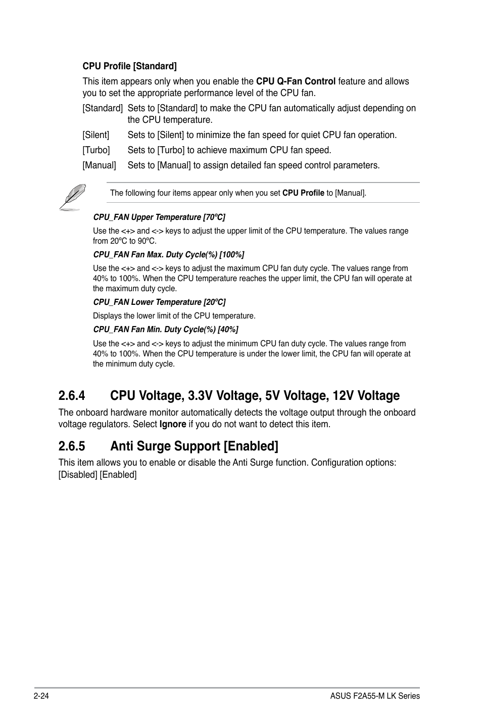 5 anti surge support [enabled, Anti surge support [enabled] -24 | Asus F2A55-M LK PLUS User Manual | Page 66 / 78