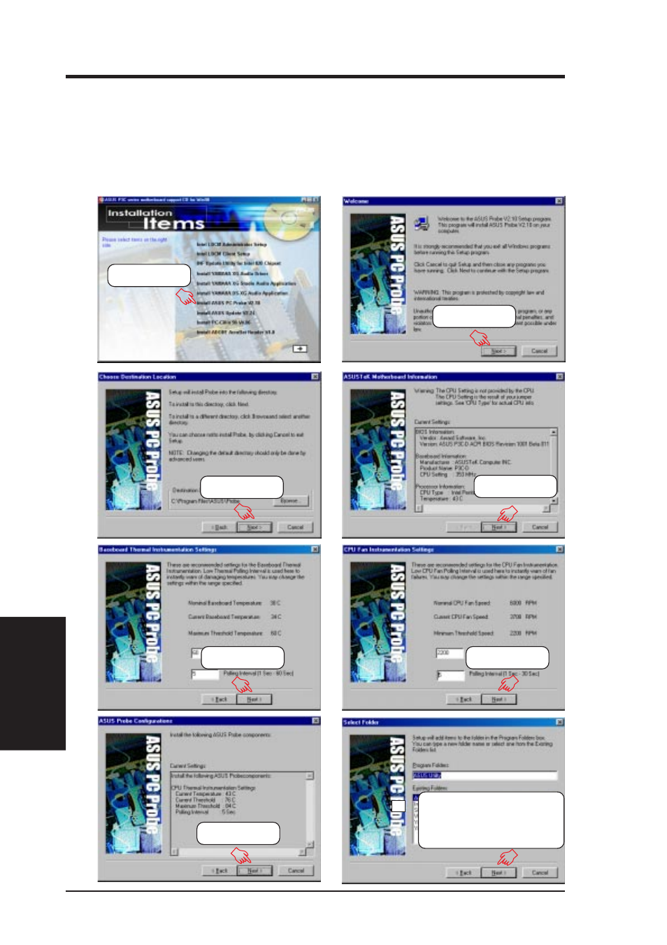 Software setup, 9 install asus pc probe v2.10 | Asus X900-PI User Manual | Page 92 / 110