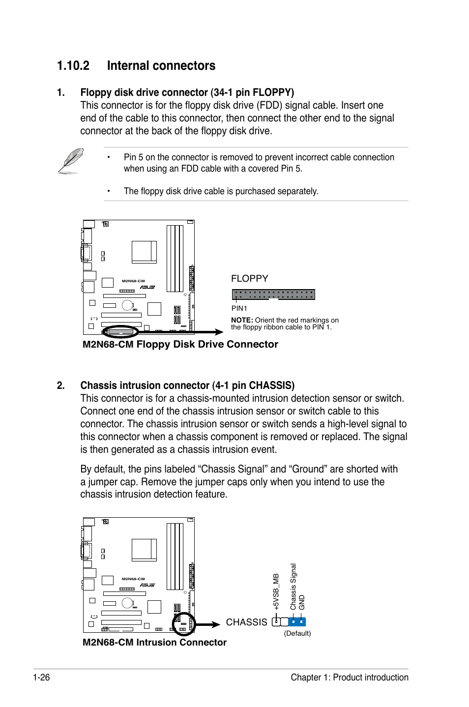 2 internal connectors | Asus M2N68-CM User Manual | Page 38 / 104