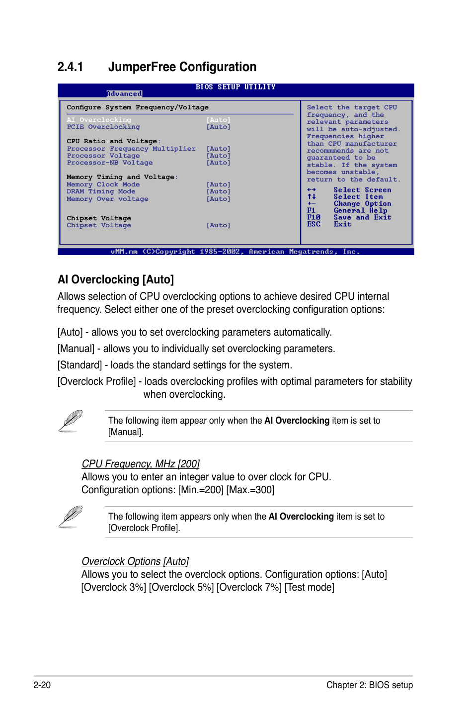 1 jumperfree configuration, Ai overclocking [auto | Asus M2N68-CM User Manual | Page 66 / 104