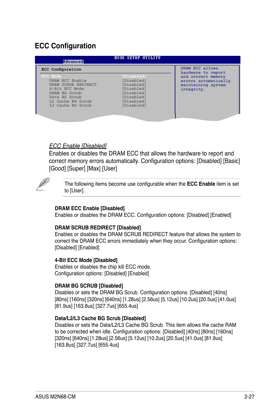 Ecc configuration | Asus M2N68-CM User Manual | Page 73 / 104