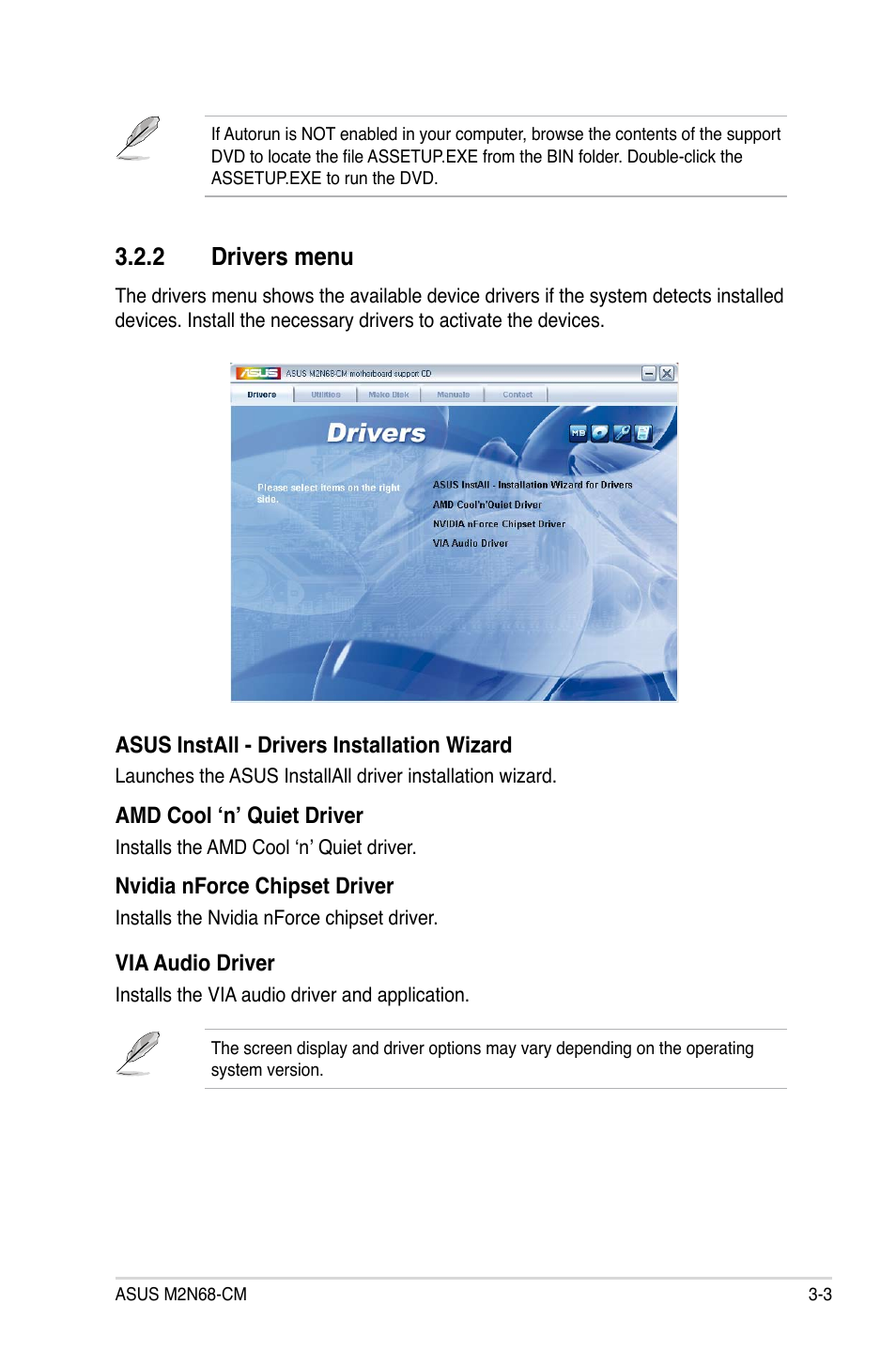 2 drivers menu | Asus M2N68-CM User Manual | Page 91 / 104