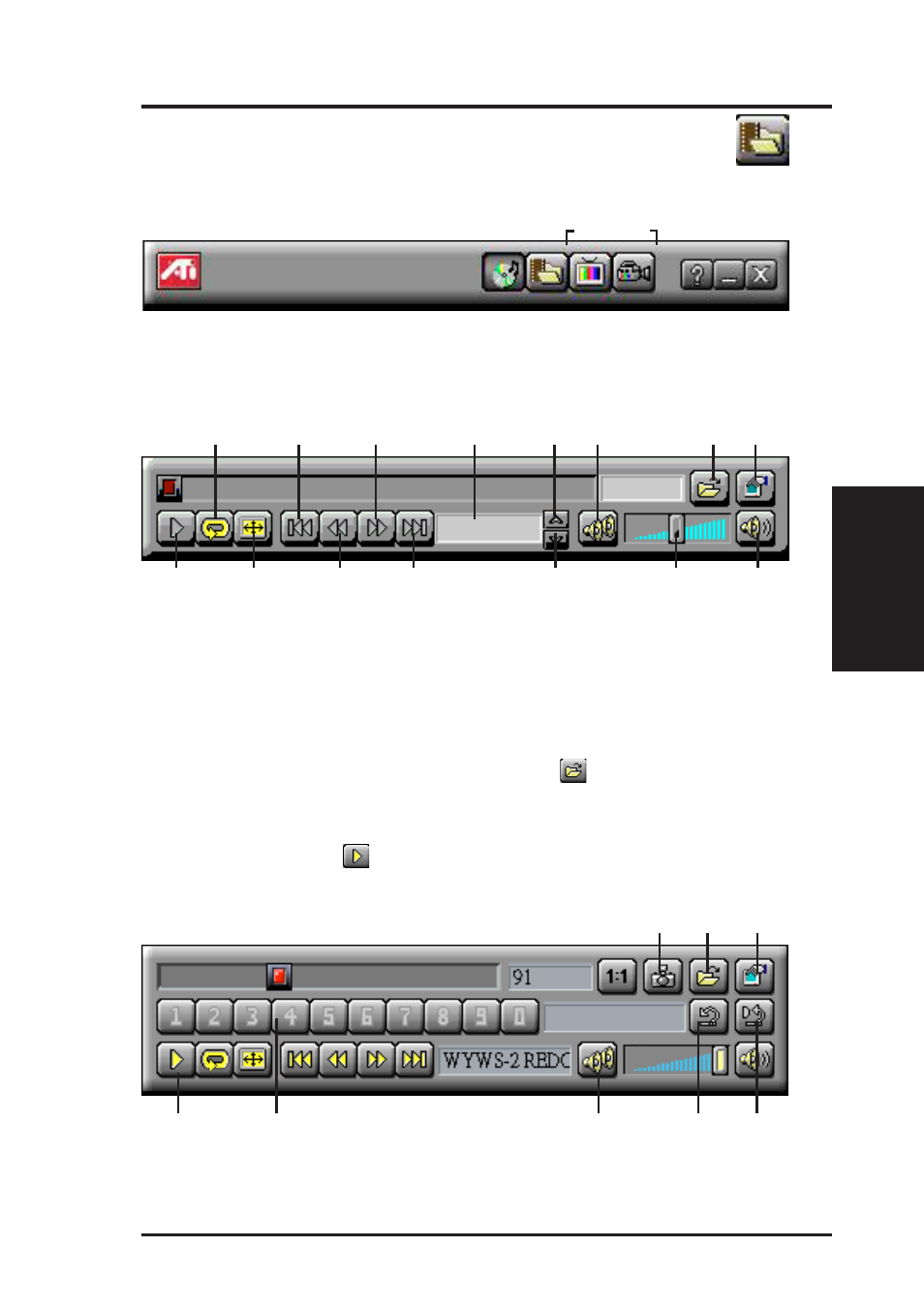 C. ati player, Playing media files, Playing interactive discs (video cd 2.0) | Asus P5A-VM User Manual | Page 77 / 96