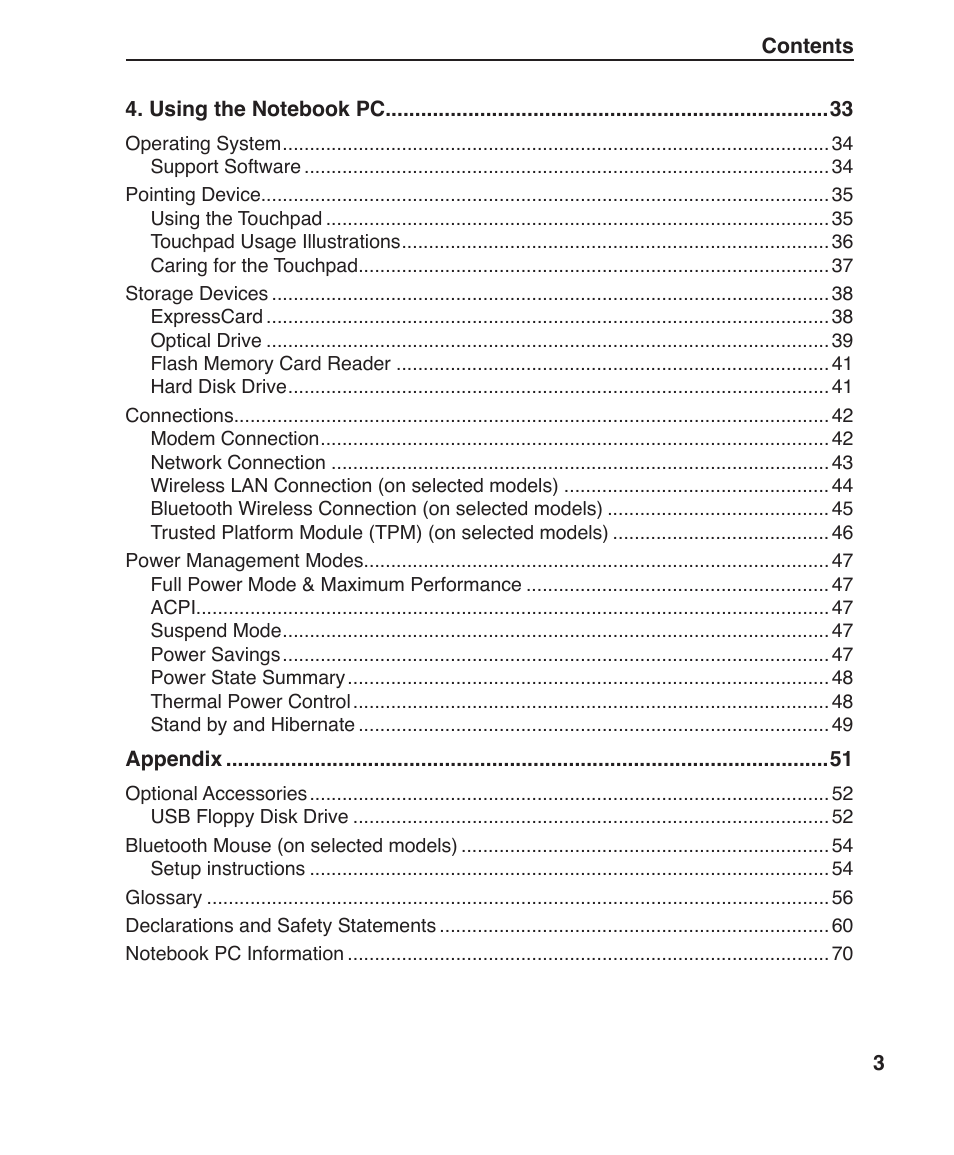 Asus W7J User Manual | Page 3 / 71