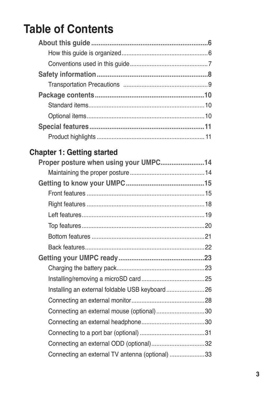 Asus R50A User Manual | Page 3 / 76