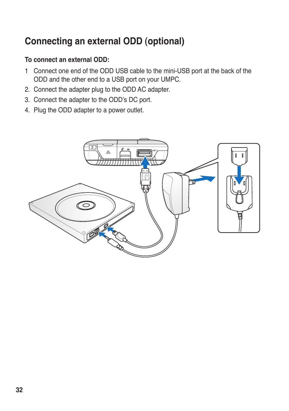 Connecting an external odd (optional) | Asus R50A User Manual | Page 32 / 76