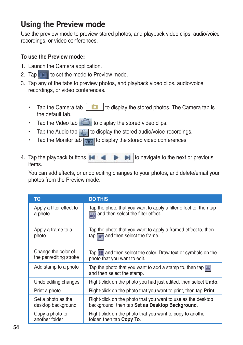 Using the preview mode | Asus R50A User Manual | Page 54 / 76