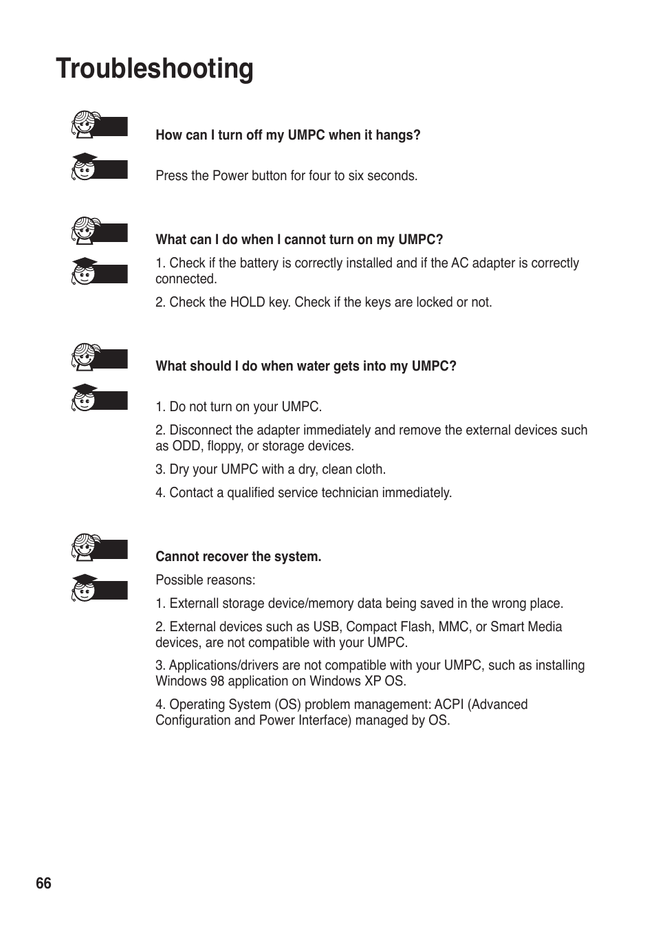 Troubleshooting | Asus R50A User Manual | Page 66 / 76