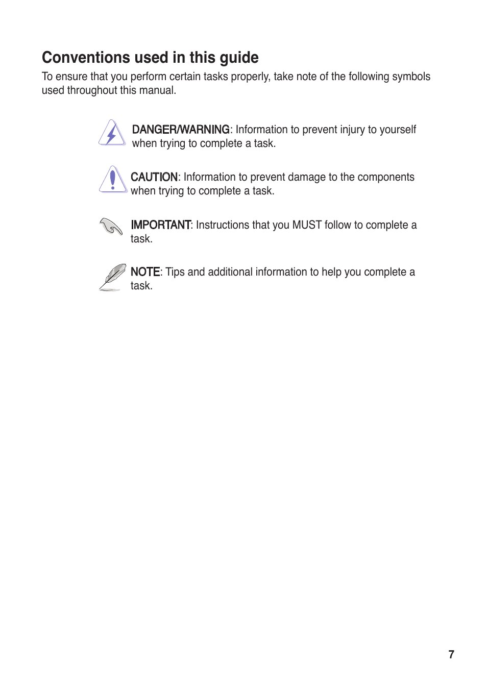 Conventions used in this guide | Asus R50A User Manual | Page 7 / 76