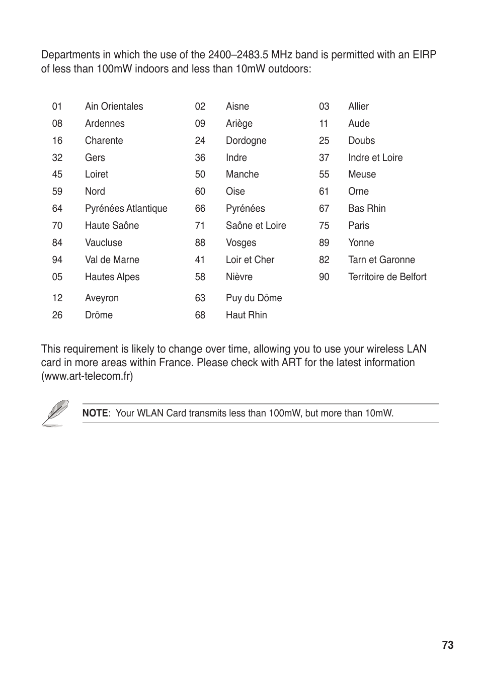 Asus R50A User Manual | Page 73 / 76