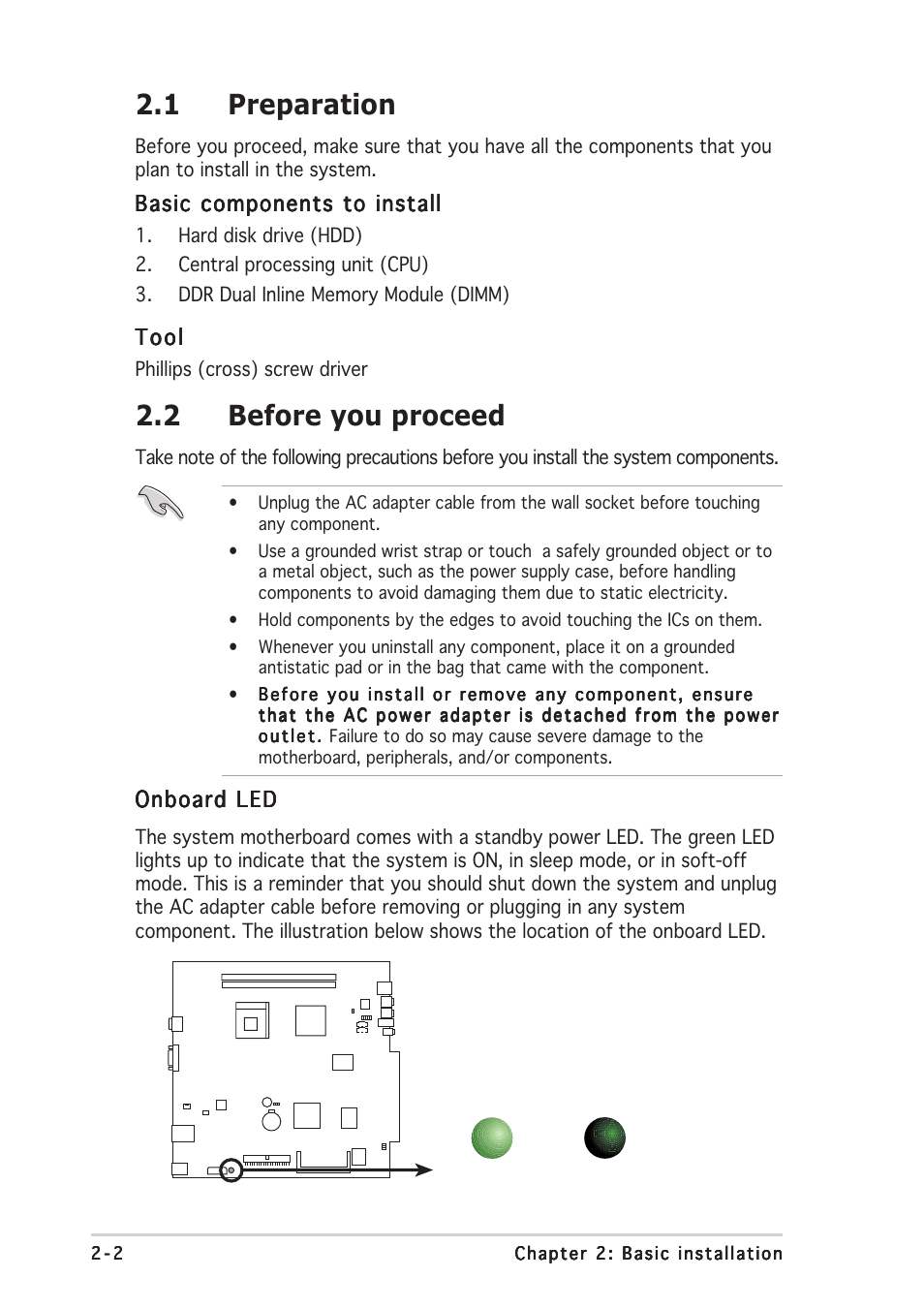 1 preparation, 2 before you proceed | Asus Pundit P2-PE2 User Manual | Page 18 / 76