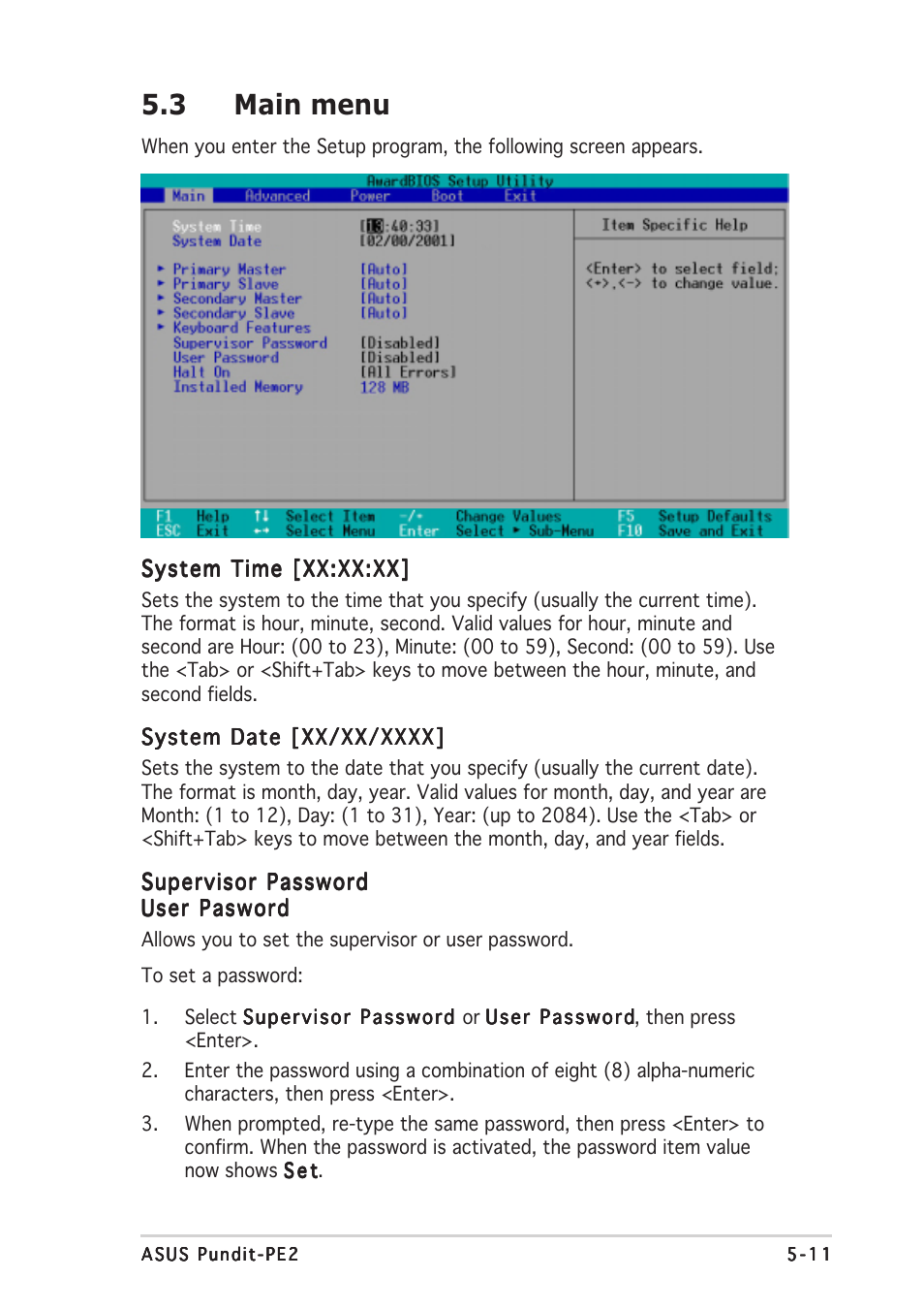 3 main menu | Asus Pundit P2-PE2 User Manual | Page 59 / 76