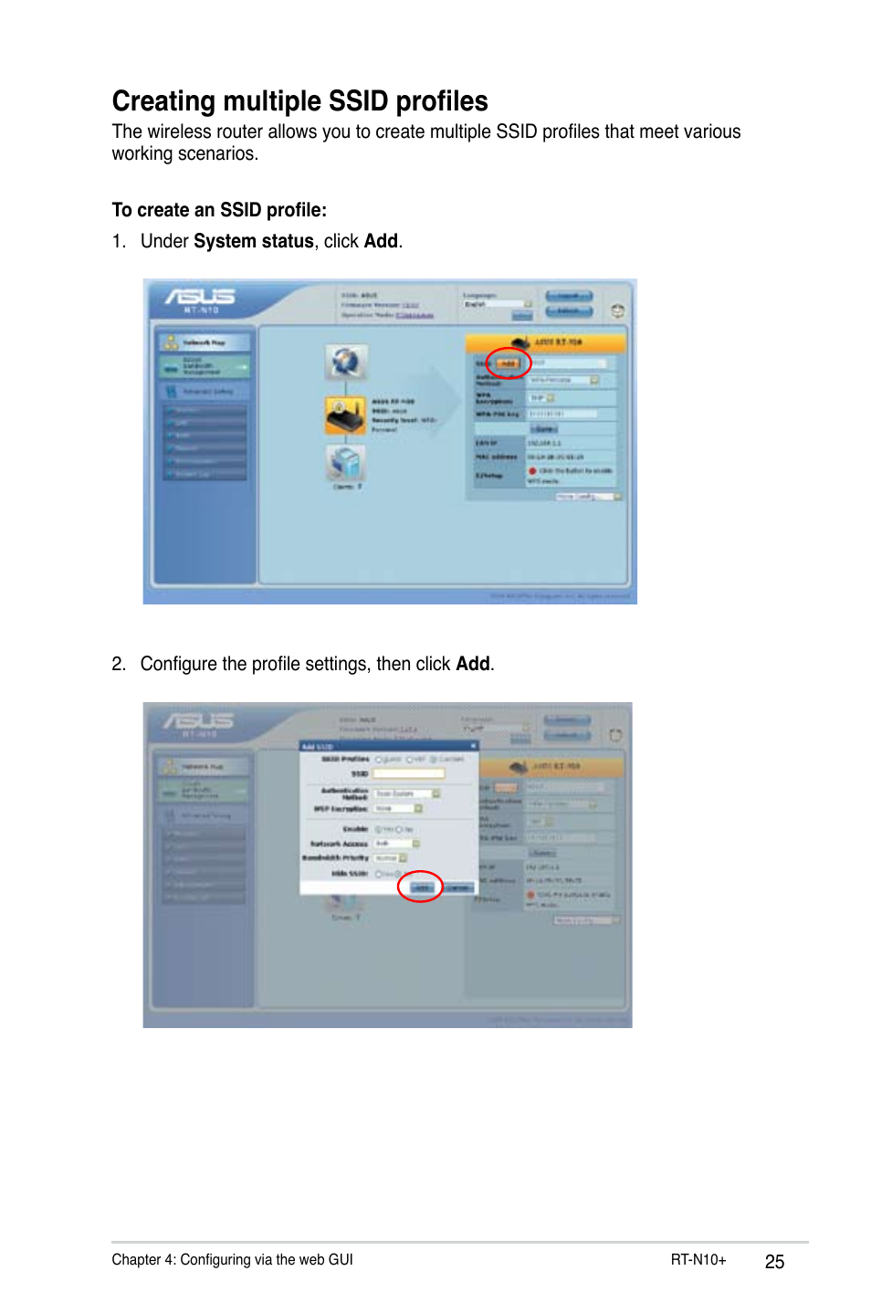 Creating multiple ssid profiles | Asus RT-N10 Plus (VER.D1) User Manual | Page 25 / 53