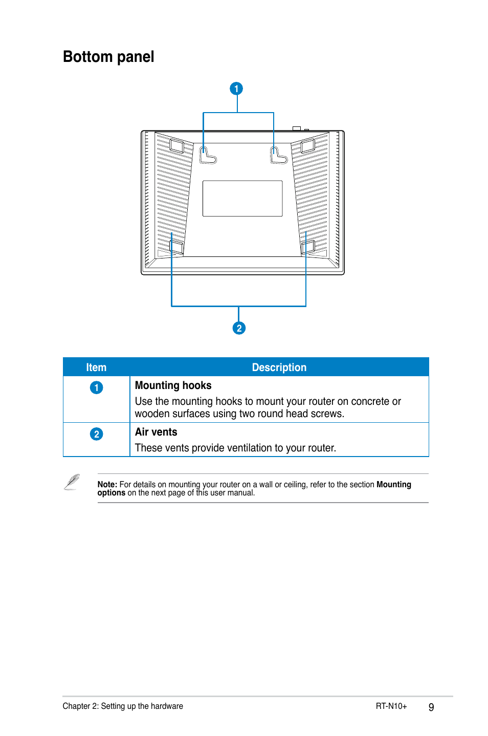 Bottom panel | Asus RT-N10 Plus (VER.D1) User Manual | Page 9 / 53