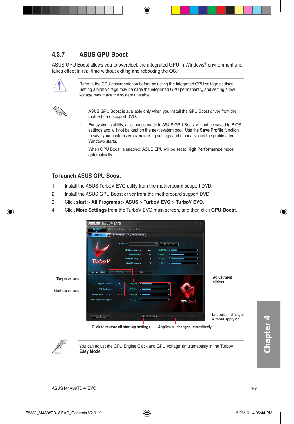 Chapter 4, 7 asus gpu boost | Asus M4A88TD-V EVO/USB3 User Manual | Page 109 / 128