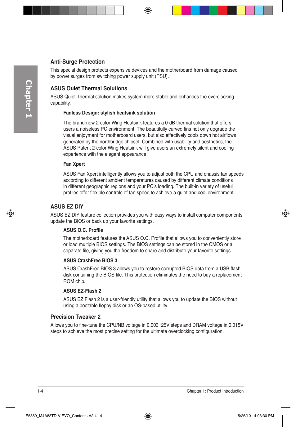 Chapter 1 | Asus M4A88TD-V EVO/USB3 User Manual | Page 18 / 128