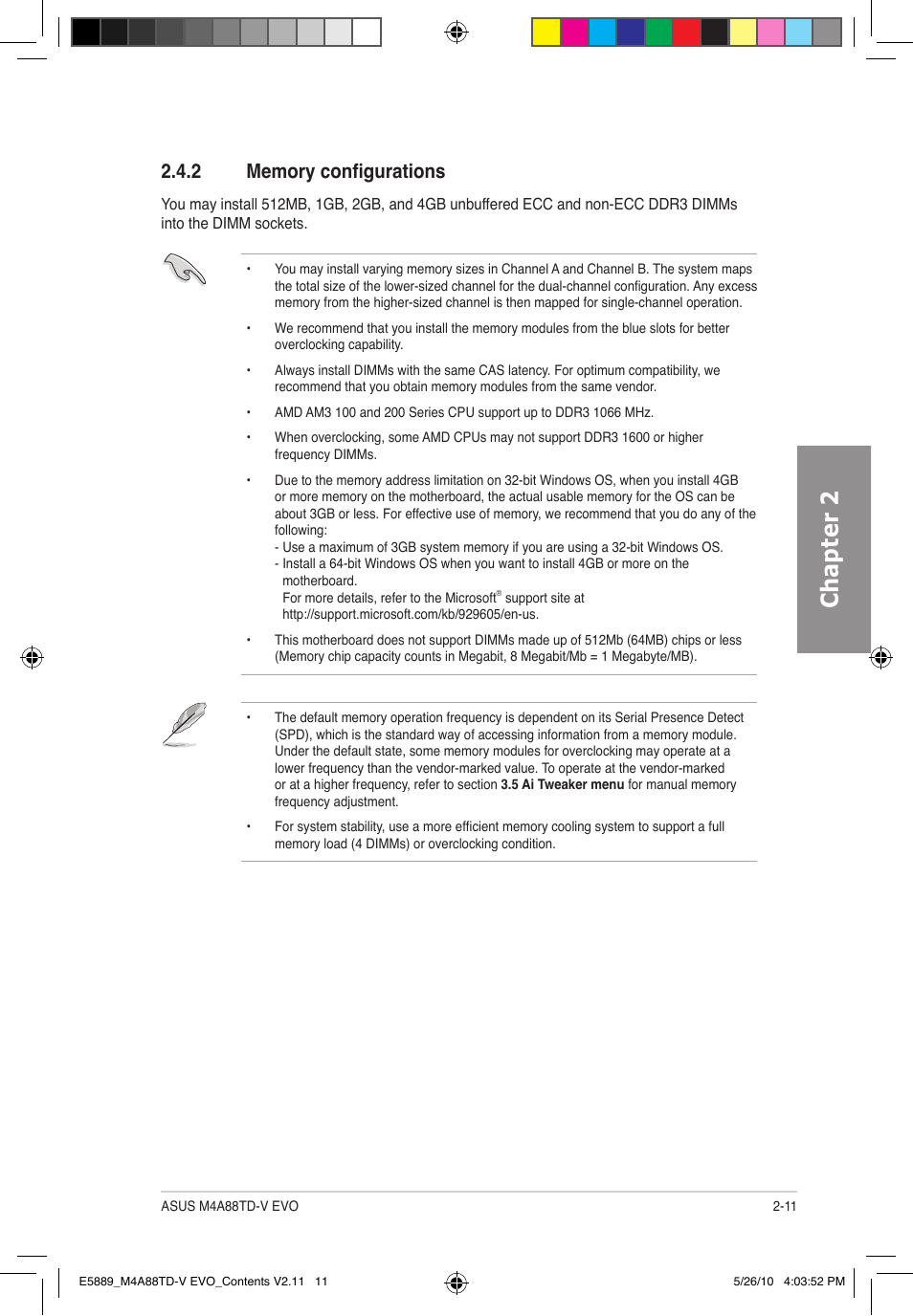 Chapter 2 | Asus M4A88TD-V EVO/USB3 User Manual | Page 29 / 128