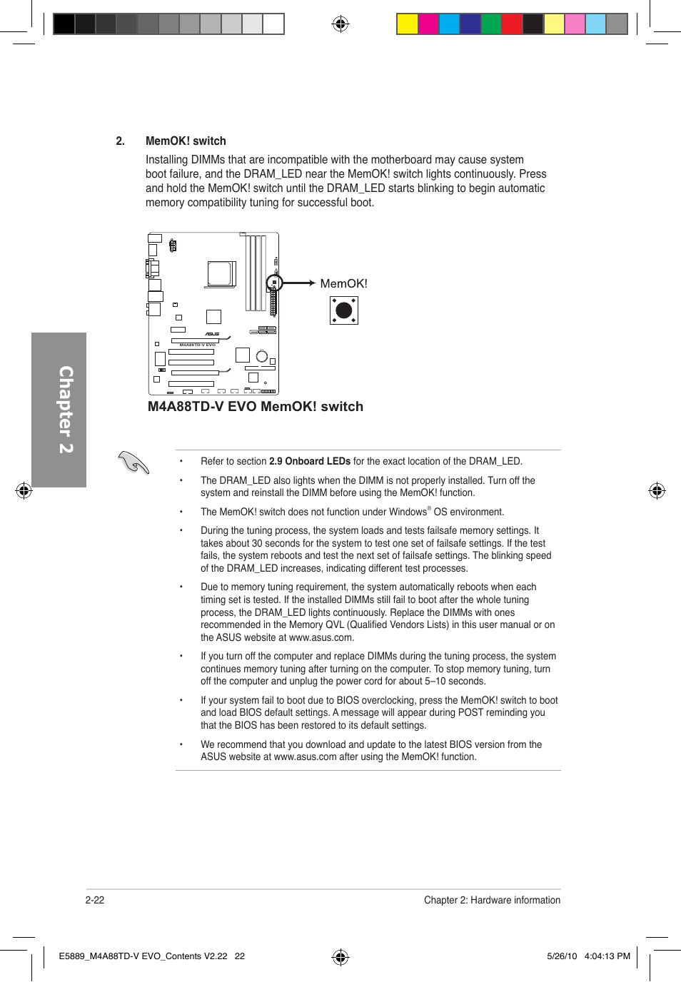 Chapter 2 | Asus M4A88TD-V EVO/USB3 User Manual | Page 40 / 128