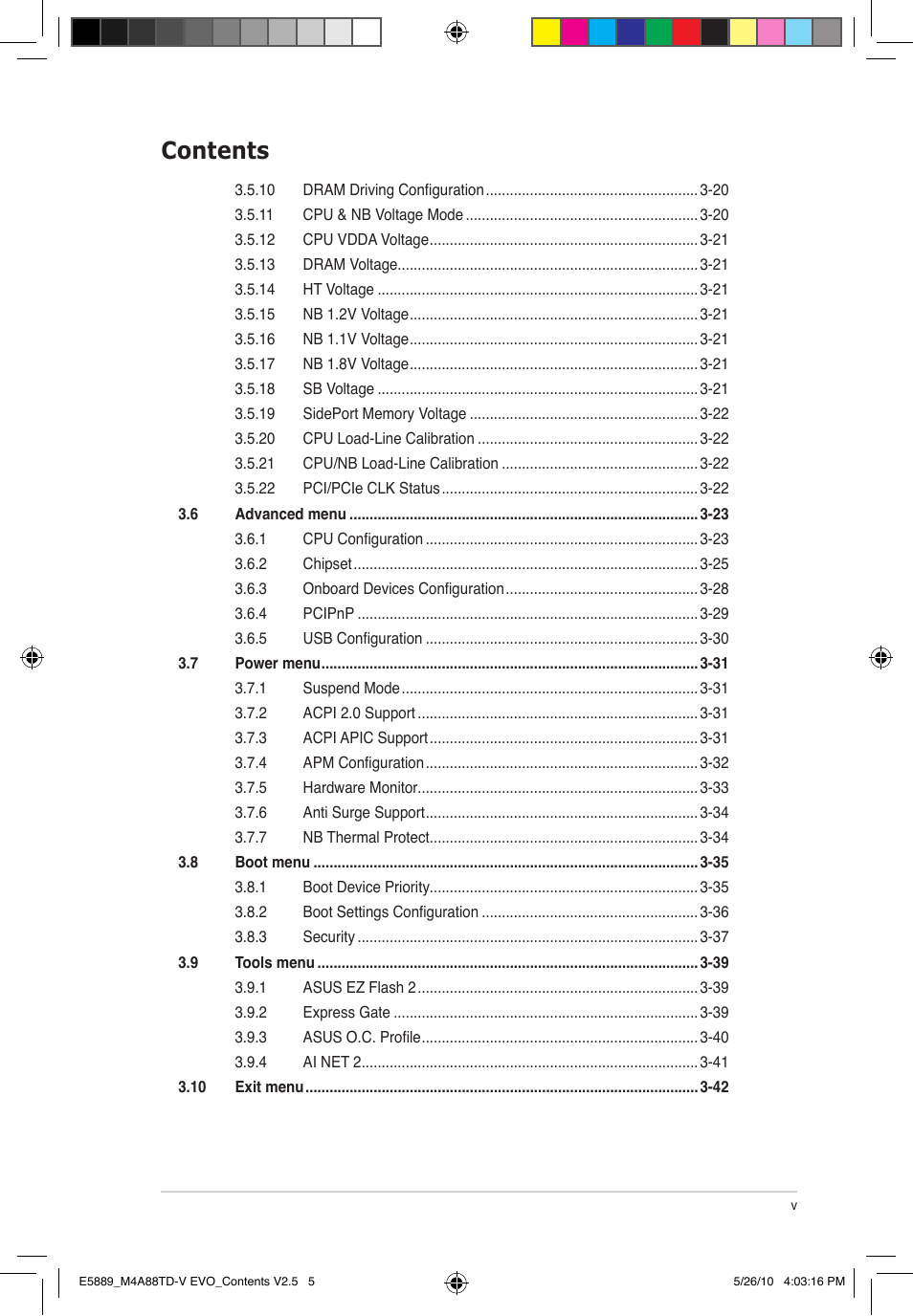 Asus M4A88TD-V EVO/USB3 User Manual | Page 5 / 128