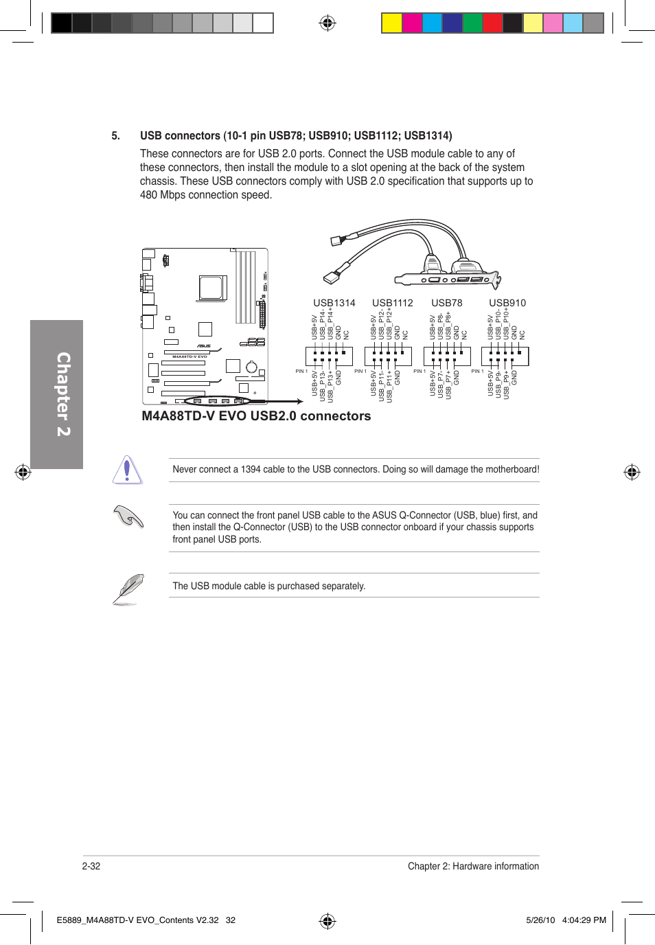 Chapter 2 | Asus M4A88TD-V EVO/USB3 User Manual | Page 50 / 128