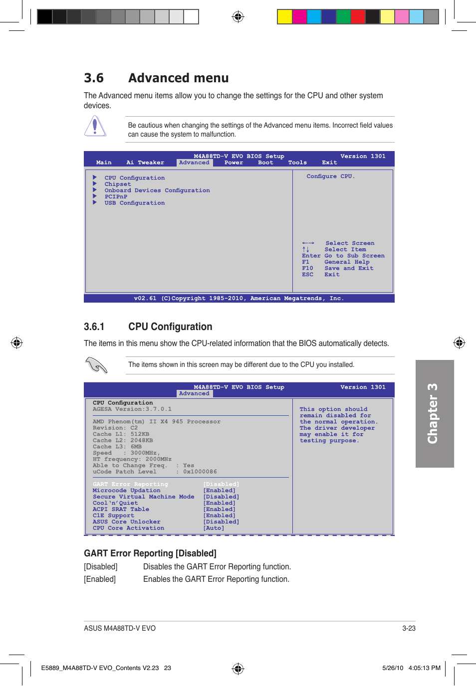 Chapter 3, 6 advanced menu | Asus M4A88TD-V EVO/USB3 User Manual | Page 81 / 128