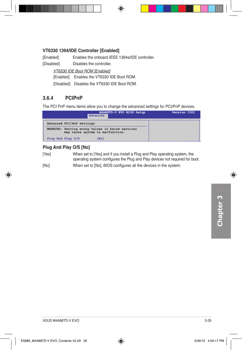 Chapter 3, 4 pcipnp | Asus M4A88TD-V EVO/USB3 User Manual | Page 87 / 128