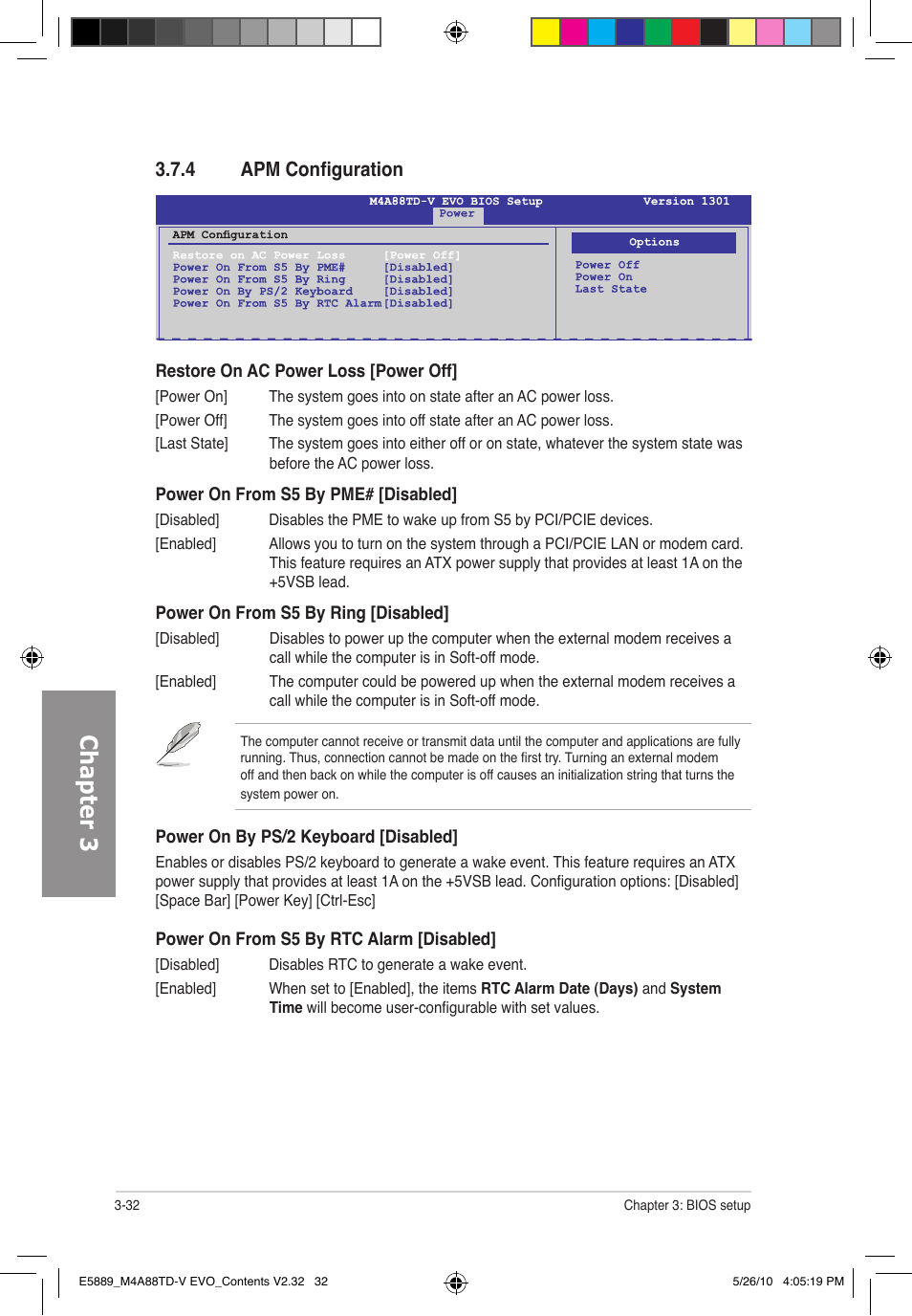 Chapter 3, 4 apm configuration | Asus M4A88TD-V EVO/USB3 User Manual | Page 90 / 128