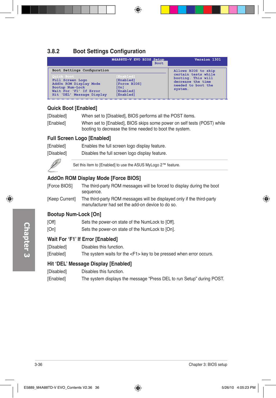 Chapter 3, 2 boot settings configuration | Asus M4A88TD-V EVO/USB3 User Manual | Page 94 / 128