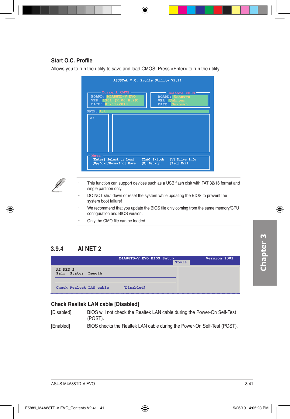 Chapter 3, 4 ai net 2 | Asus M4A88TD-V EVO/USB3 User Manual | Page 99 / 128