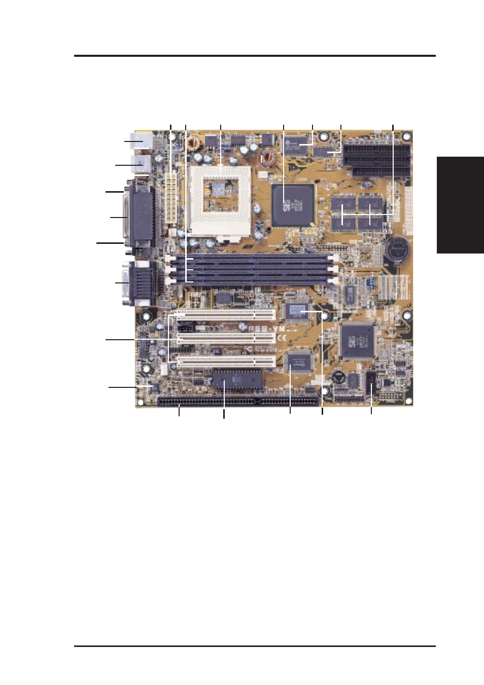 Ii. features, Parts of the asus p5s-vm motherboard, Asus p5s-vm user’s manual 11 | Ii. fea tures motherboard parts | Asus P5S-VM User Manual | Page 11 / 96