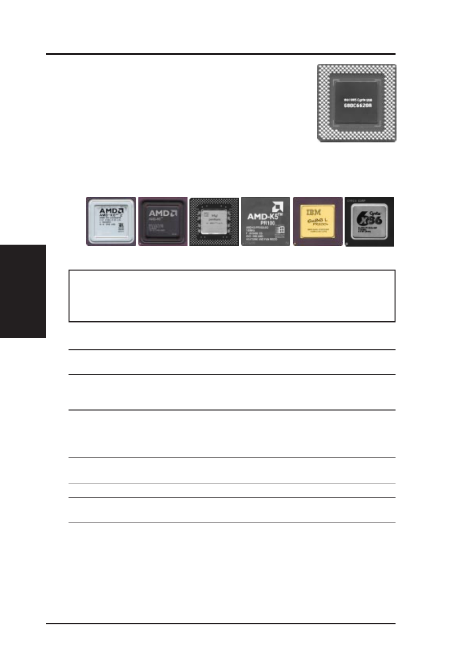 Iii. hardware setup, Compatible cyrix cpu identification, 18 asus p5s-vm user’s manual | Motherboard settings iii. h/w setup | Asus P5S-VM User Manual | Page 18 / 96