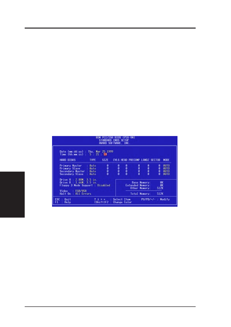 Iv. bios setup, Standard cmos setup | Asus P5S-VM User Manual | Page 40 / 96